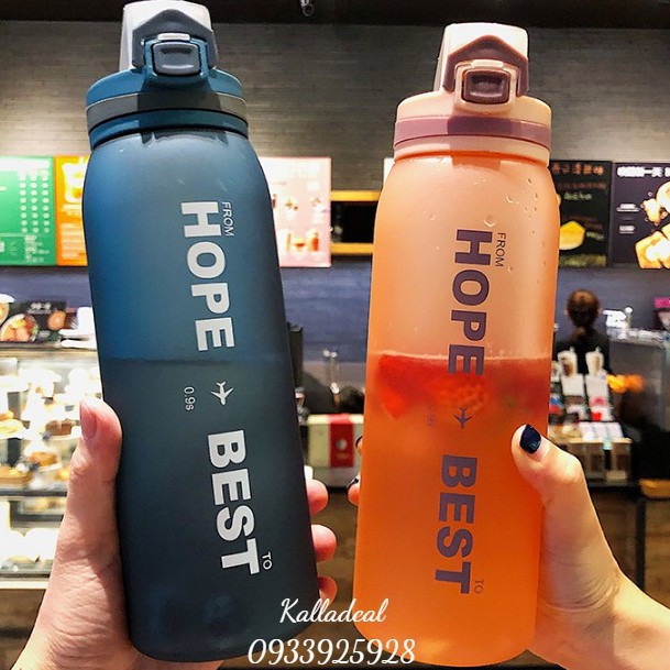 Bình Nước❤️FREESHIP❤️Thể Thao Nhựa Tritan 900ml Tập Gym Hope To Best