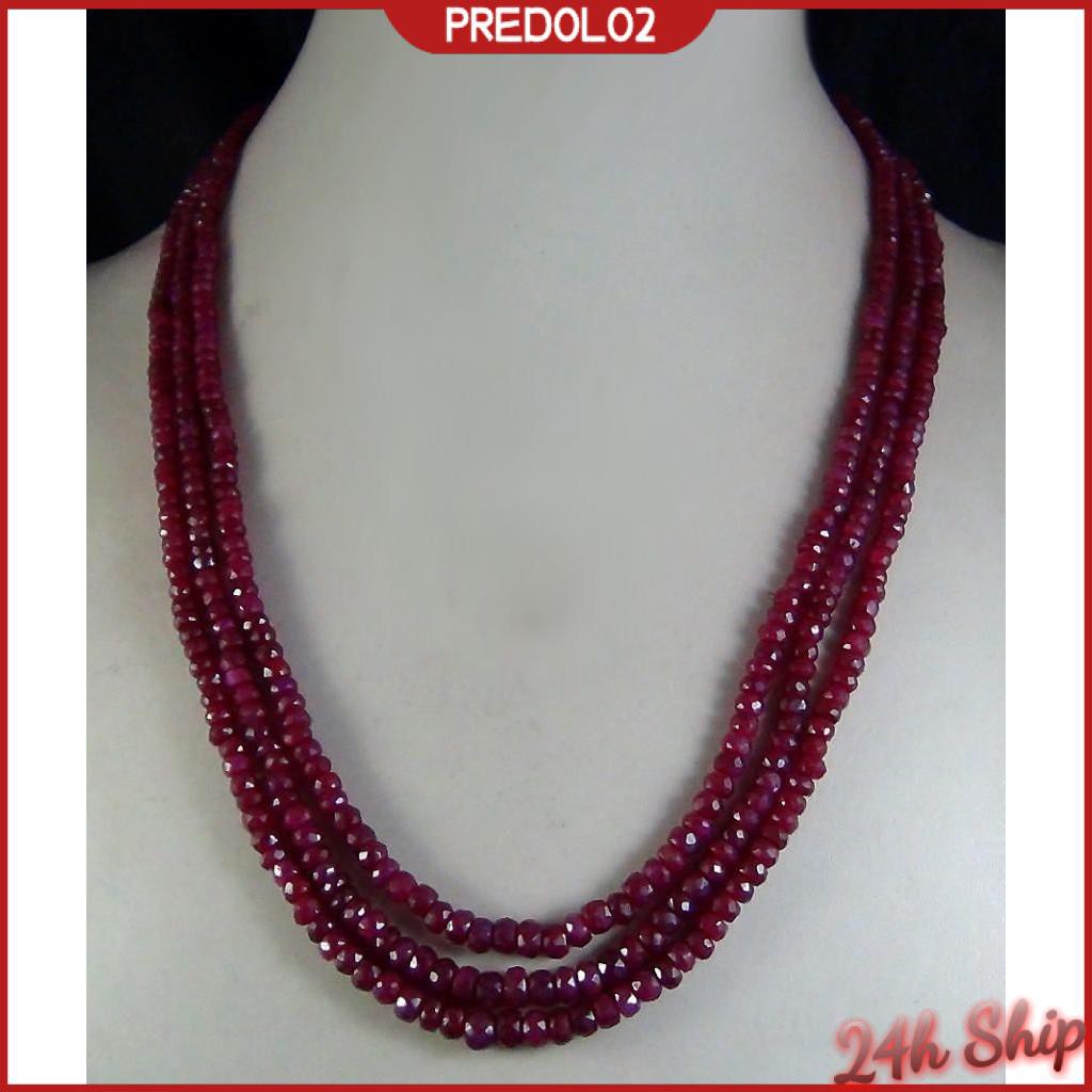 3x4mm Natural   Faceted Gemstone Beads Statement Necklace 3 Strands