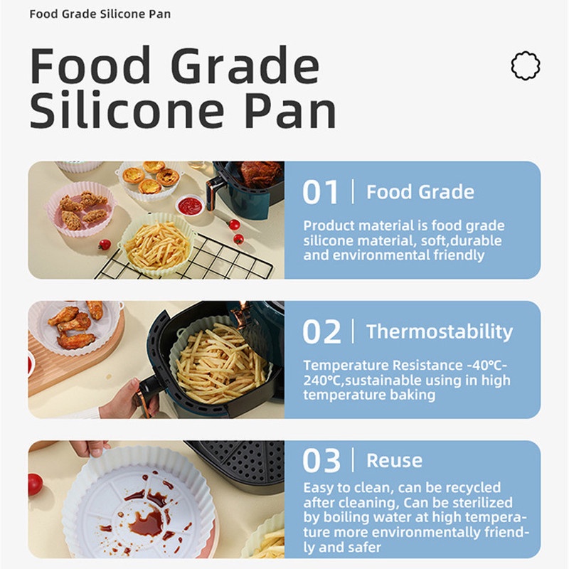 Chảo Chiên Không Dầu Bằng Silicone Chống Dính Tái Sử Dụng Tiện Lợi