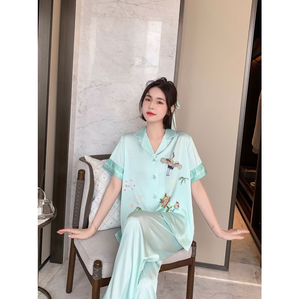 bộ ngủ, bộ pijama Ice Silk Ladies Homewear 2021 Sang trọng, thanh lịch có thể được mặc bên ngoài Chất Lụa Siêu Mềm | BigBuy360 - bigbuy360.vn