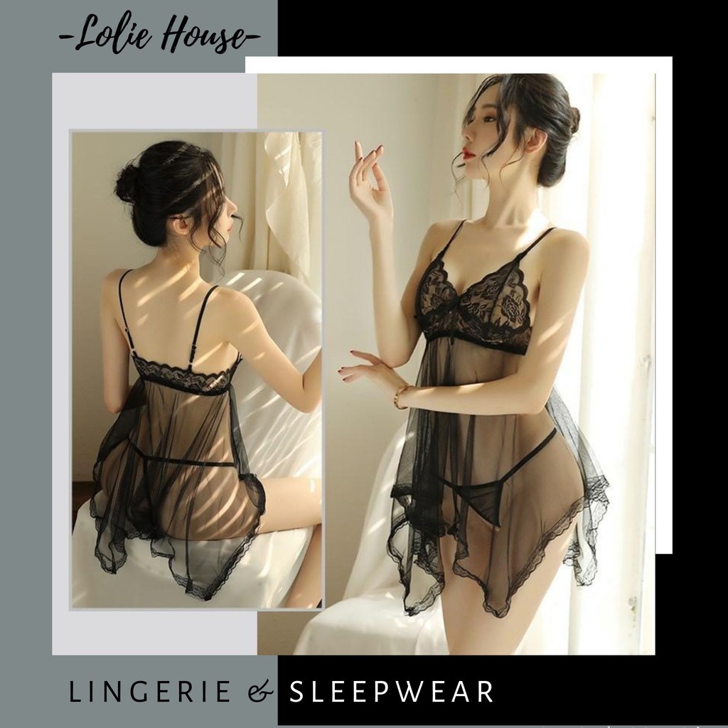 Váy ngủ sexy xuyên thấu - Đầm ngủ siêu mỏng trong suốt kèm quần lót dây lọt khe LOLIE HOUSE - VN7 | BigBuy360 - bigbuy360.vn