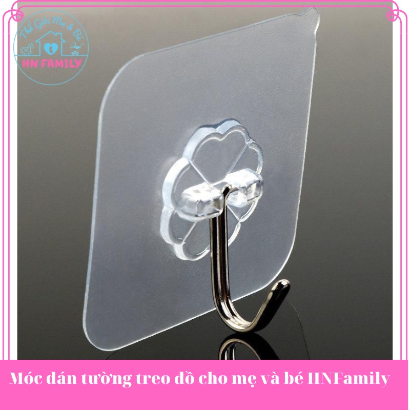 Móc dán tường treo đồ cho mẹ và bé HNFamily treo quần áo đồ nhà bếp nhà tắm, phòng ngủ trong suốt siêu dính chịu lực tốt