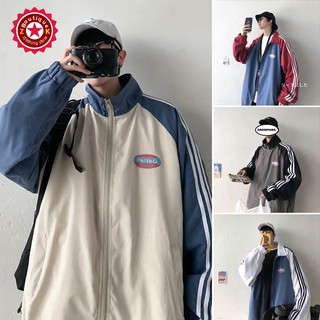  Áo khoác bóng chày dáng rộng in họa tiết kẻ sọc thời trang thu đông phong cách Hàn Quốc cho nam và nữ  