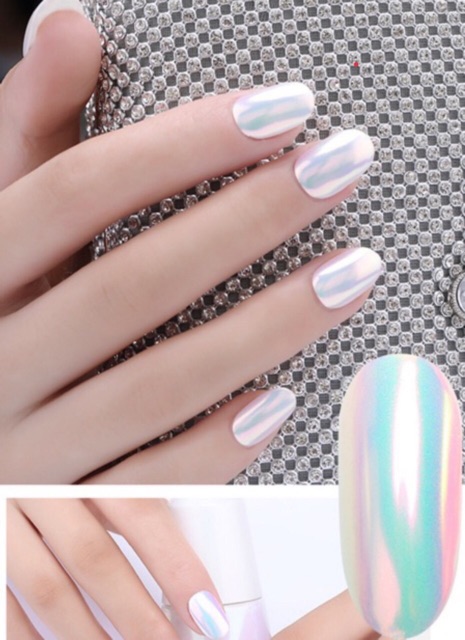 Bột tráng gương màu Ngọc trai cầu vòng trang trí móng