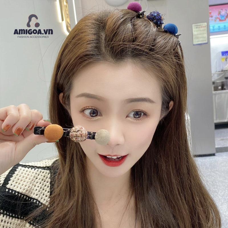 Kẹp Tóc Mái Hai Mặt Dệt Kim Loại Xoắn Ốc Dành Cho Nữ