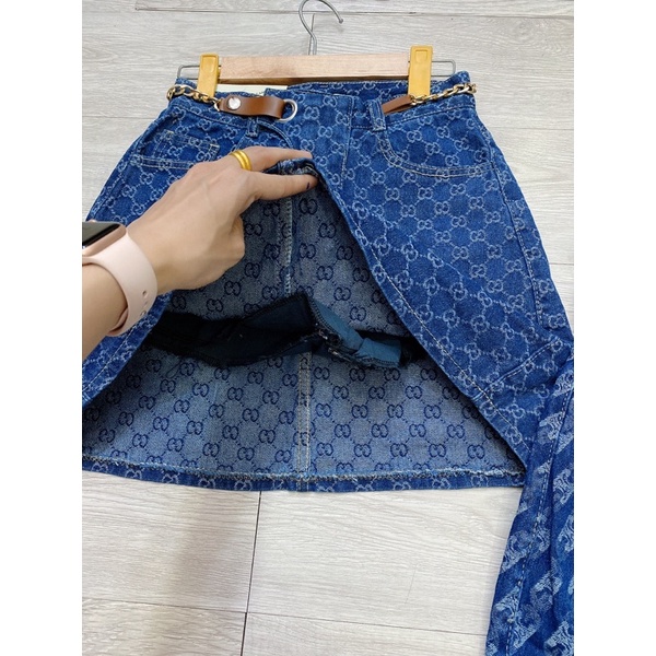 [Mã SKAMCLU7 giảm 10% tối đa 50K đơn 0Đ] chân váy jean hoạ tiết kèm đai xích(hình thật | BigBuy360 - bigbuy360.vn