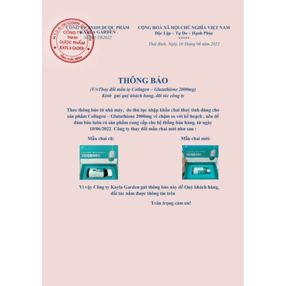 Glutathione 2000 mg , siêu trắng
