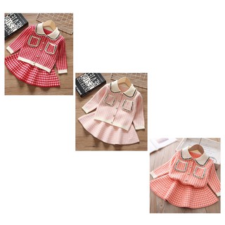 SET VÁY LEN KẺ CARO MIX CHÂN VÁY XOÈ CỔ SEN CHO BÉ GÁI