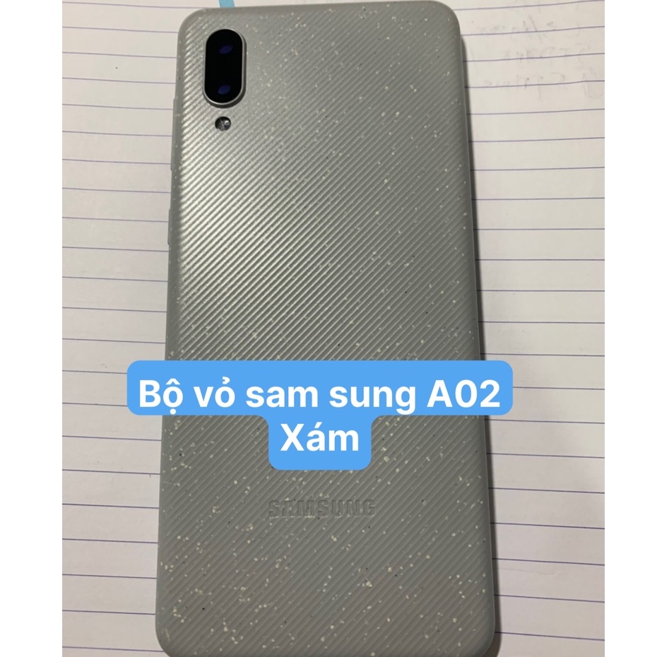 Bộ vỏ samsung A02 - gồm lưng vỏ,xương,phím,kính camera