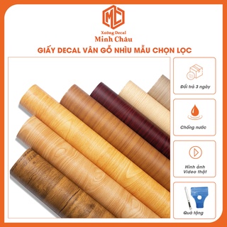 Giấy dán tường giả vân gỗ MINH CHÂU decal dán bàn học laptop tủ gỗ đề can dán kính chống nước khổ 1.2m
