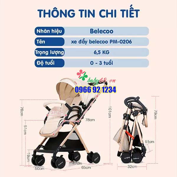 Xe đẩy 2 chiều Belecoo chính hãng 0206