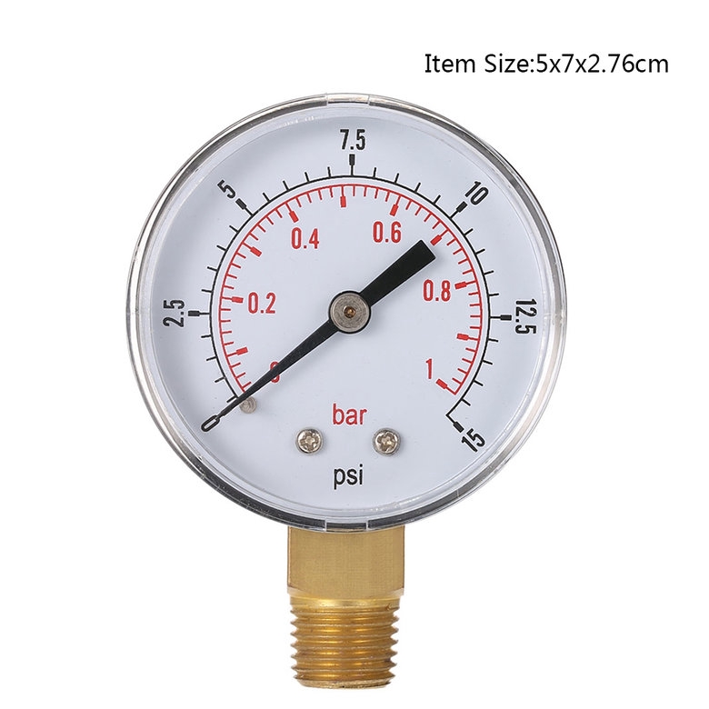 Đồng hồ đo áp suất thấp mini cho nhiên liệu/không khí/nước 50mm 0-15 PSI 0-1