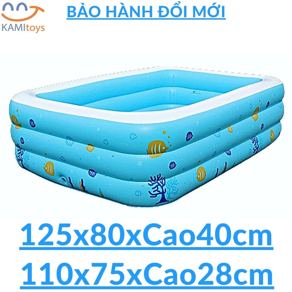 Hồ bơi cho bé mini kiểu bể phao bơm hơi (cỡ 125 và 110cm) làm bồn tắm hoặc nhà bóng trong nhà gấp gọn