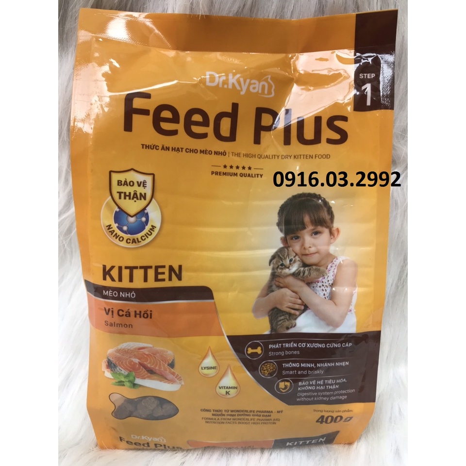 Thức ăn cho mèo Feed Plus 400g, Thức ăn hạt khô cho mèo bảo vệ thận