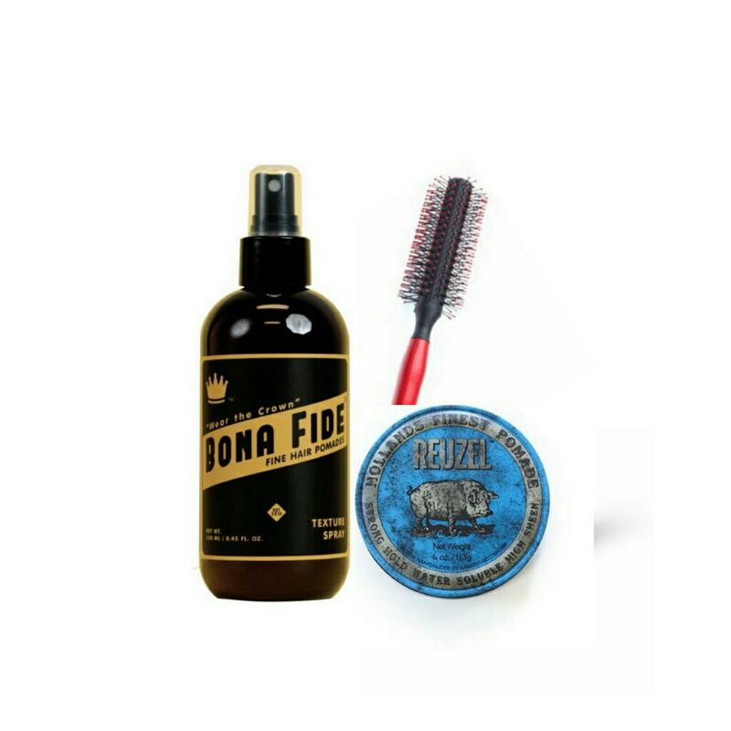 Combo Xịt Tạo Phồng Bona Fide và Sáp vuốt tóc Pomade Reuzel Blu