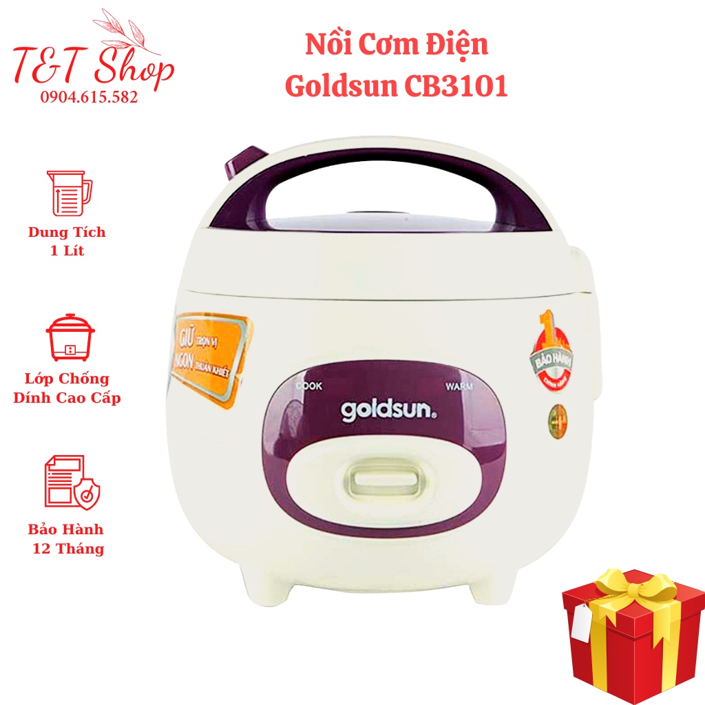 Nồi cơm điện Goldsun CB3101 1 lít, màu tím - Thiết kế nhỏ gọn, tiện lợi cho gia đình