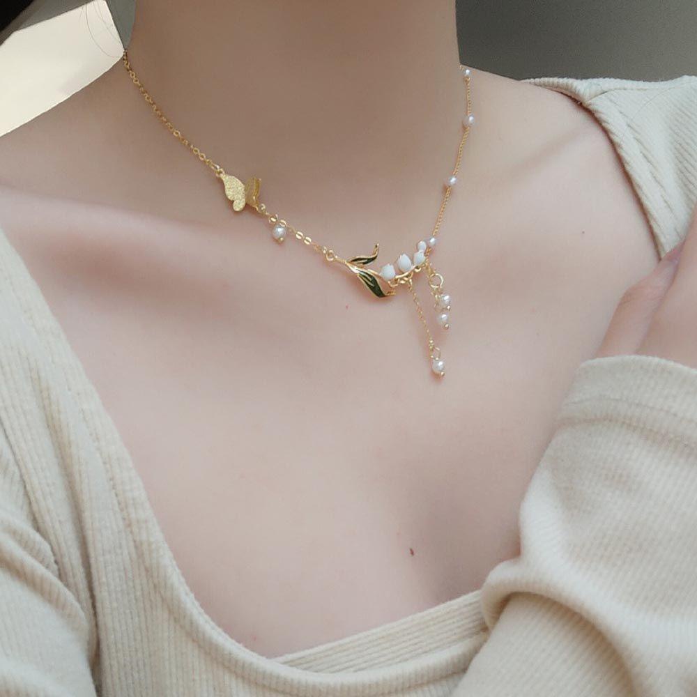 AROMA Dây Chuyền Mặt Hình Bướm Ngọt Ngào Thời Trang Hàn Quốc