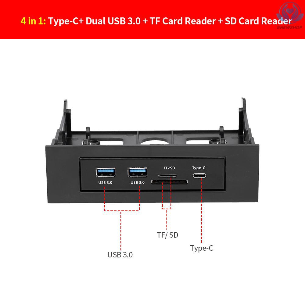 【enew】Multifunctional Extended CD Driver Panel 5.25/3.5'' Floppy Front Panel with Type-C Dual USB3.0 Ports SD TF Card Slot