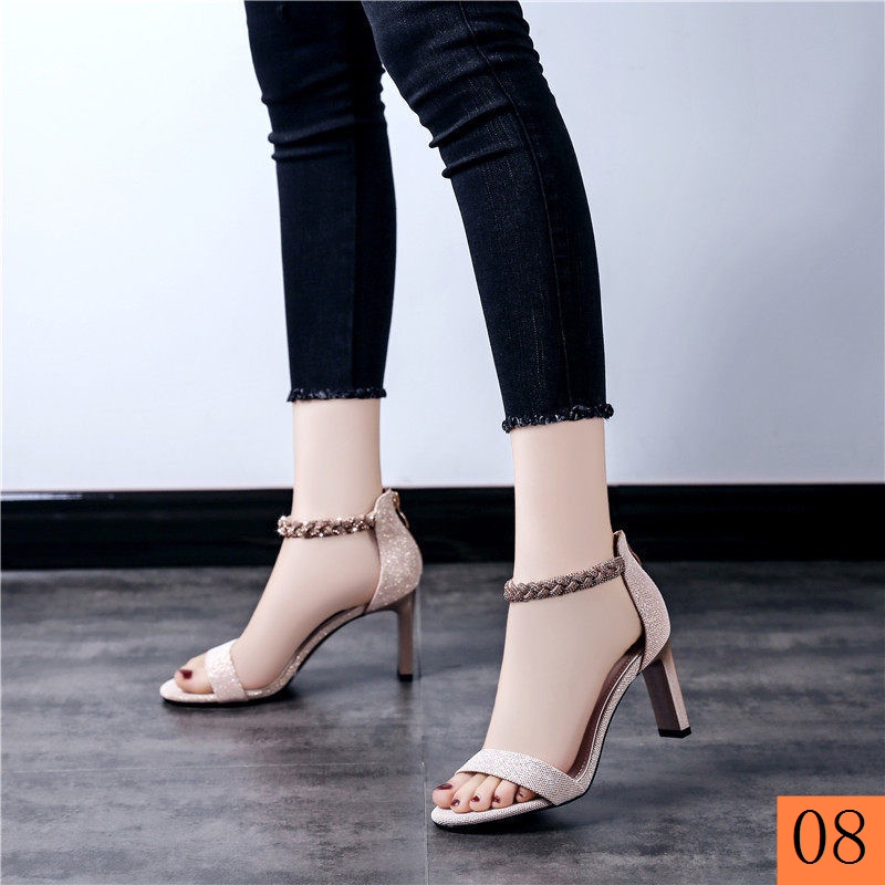 Giày Cao Gót Sandal Mùa Hè 2022 Gót Dày Phong Cách Mới Dễ Phối Đồ