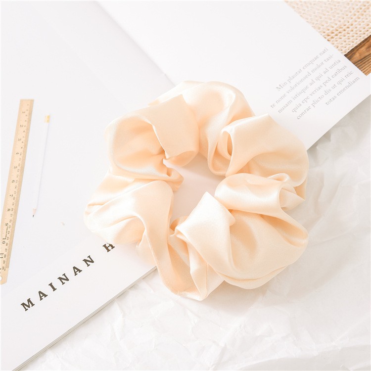 Buộc tóc scrunchies Vòng thun buộc tóc đuôi ngựa vải lụa satin nhún màu trơn Hair Scrunchies