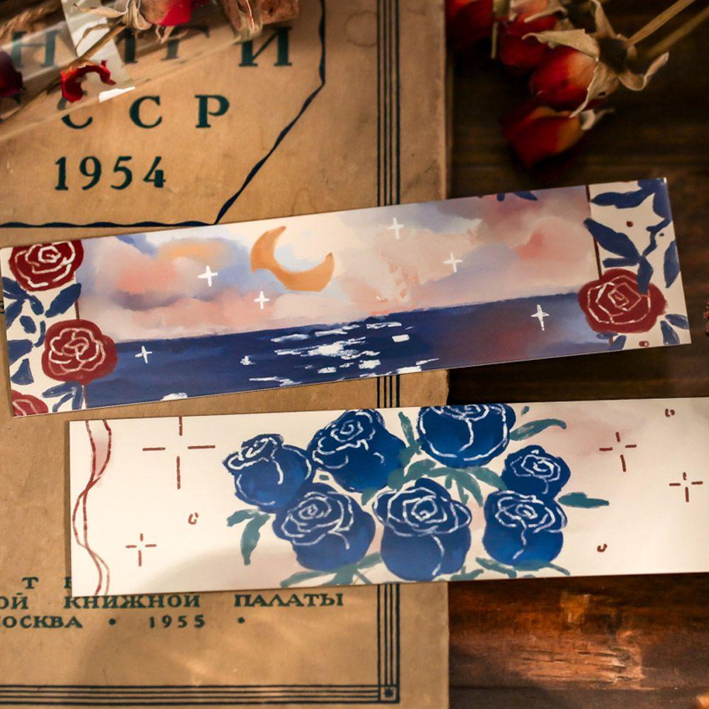 PISTA Hộp 30 Thẻ Giấy Đánh Dấu Trang Sách Hình Hoa Hồng Phong Cách Retro