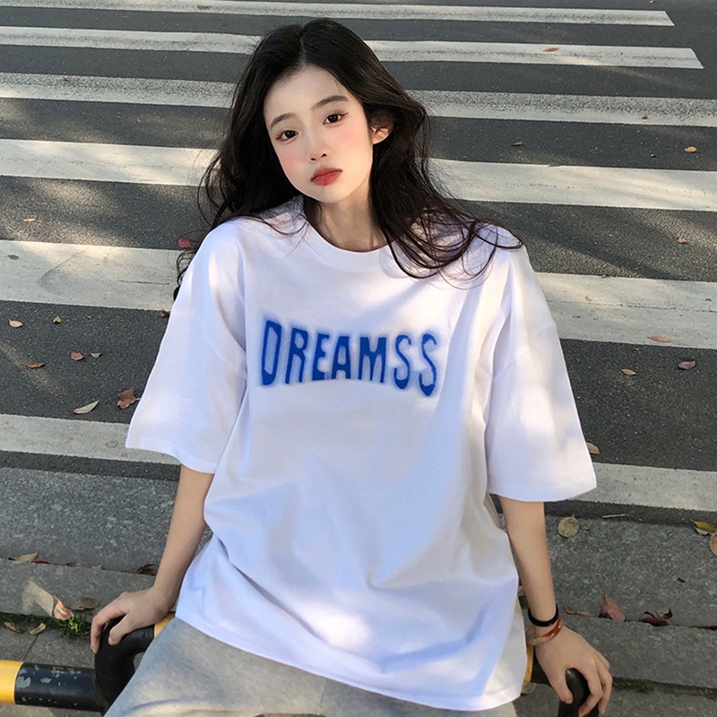 NRVP Áo Thun Nữ Ngắn Tay In Chữ Phong Cách Hàn Quốc