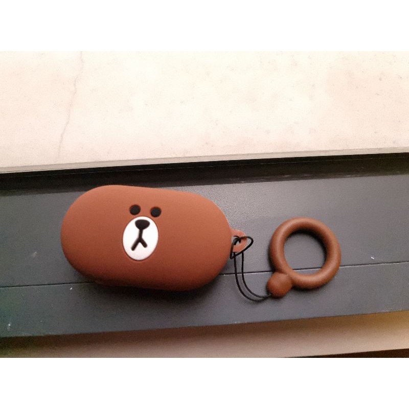 Bao Case Ốp Bảo Vệ Chống Shock Tai Nghr Galaxy buds/galaxy Buds plus Gấu line Nâu