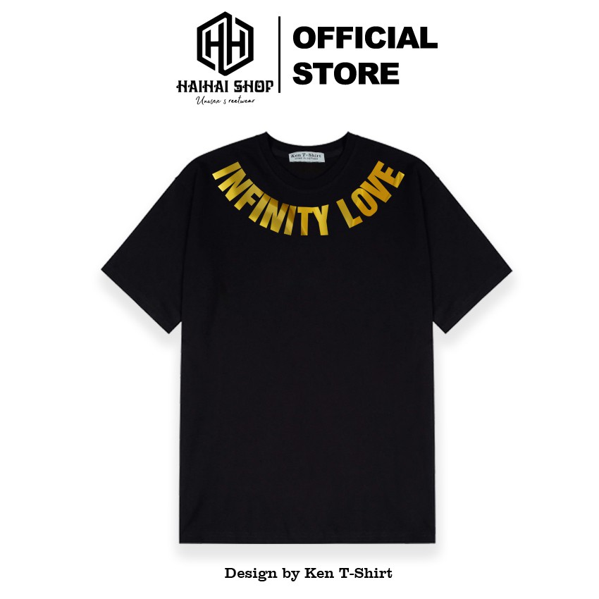 Áo Thun Phản Quang Tráng Gương Vàng Infinity Love Cotton 75% Form Rộng Unisex Nam Nữ Đẹp.