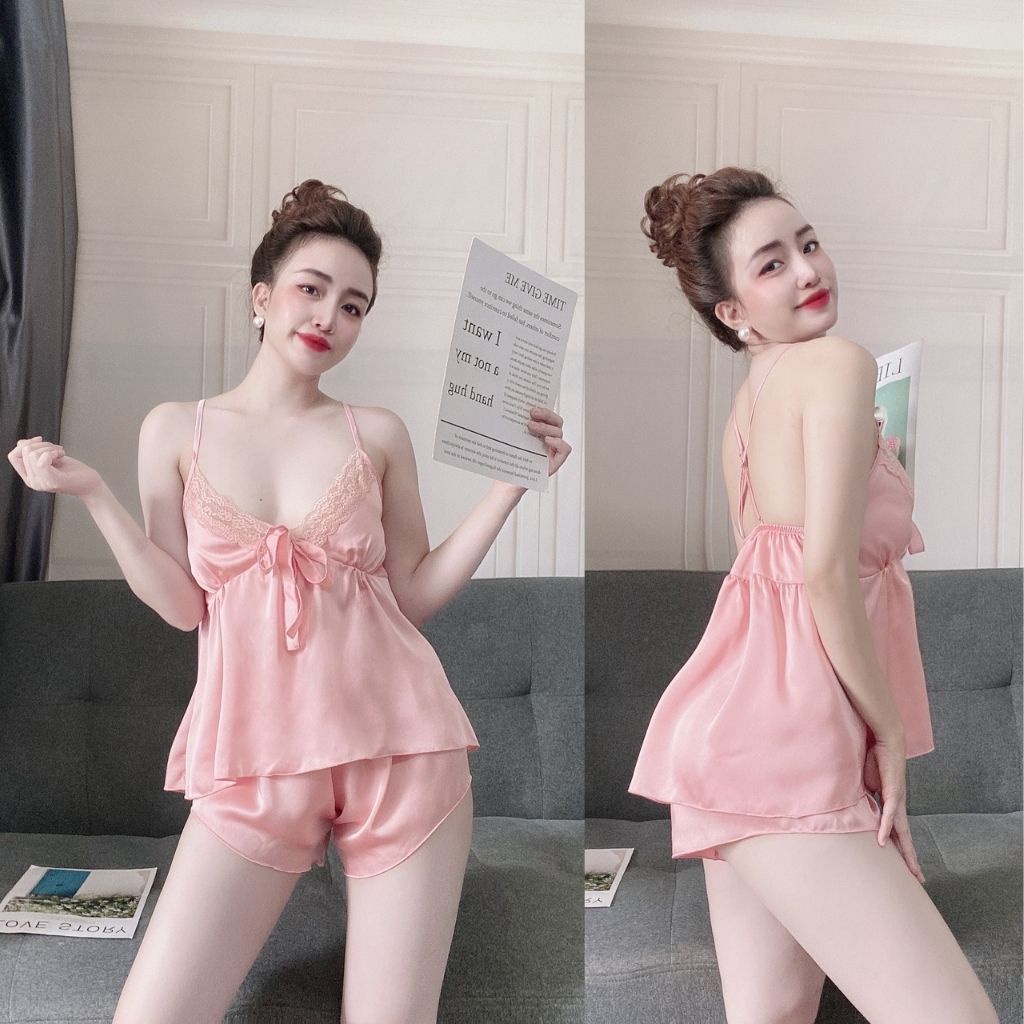 Đồ ngủ nữ❣️FREE SHIP❣️Đồ ngủ sexy lụa Satin cao cấp mềm mại xinh xắn