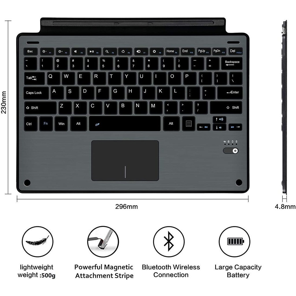 Bàn Phím bluetooth Cho microsoft surface go 2 3 4 pro 7 / 6 / 5 / 4 / 3 Có Màn Hình Cảm Ứng Và Pin Sạc