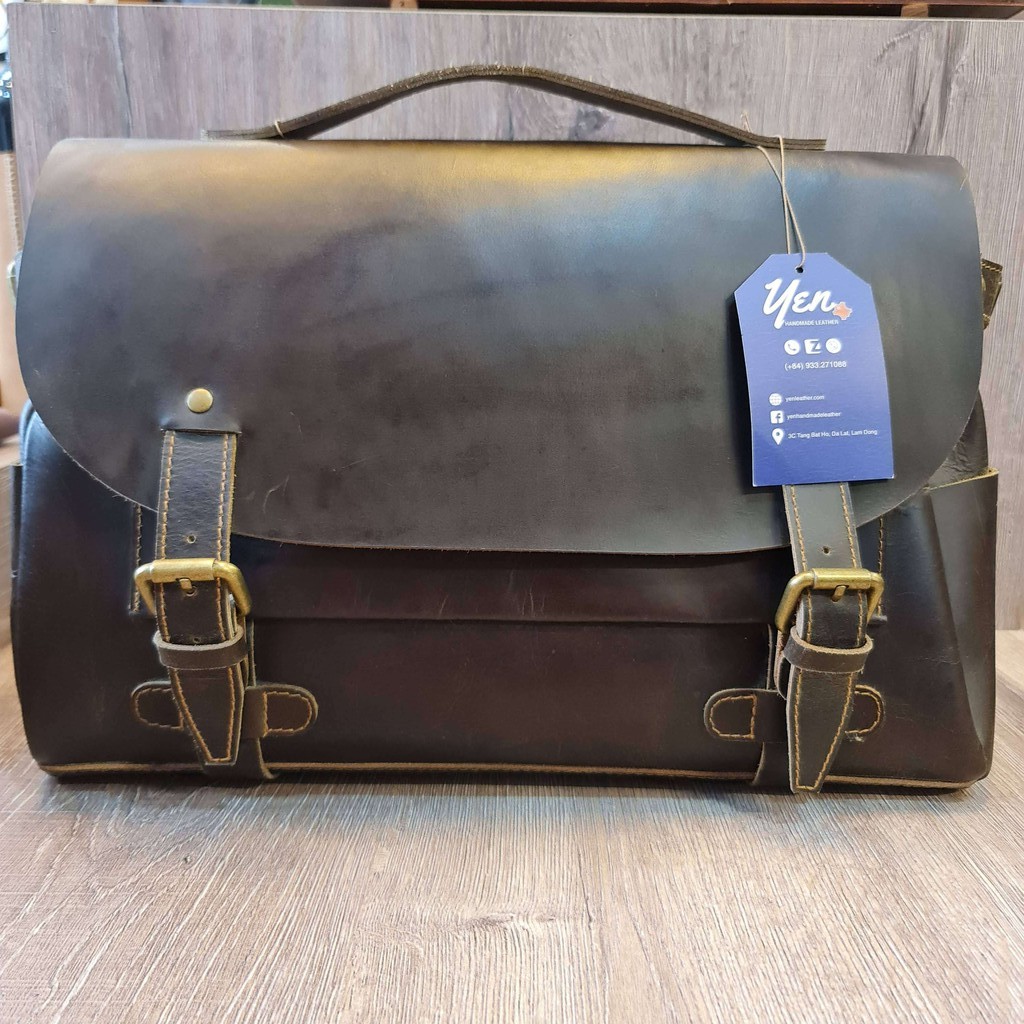 Cặp táp da sáp thủ công AHX377N.