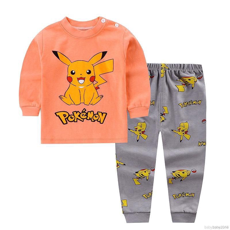 Bộ pijama dài tay , in họa tiết hoạt hình + quần dài cho bé trai / gái
