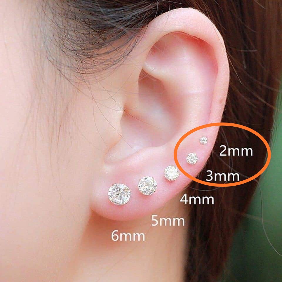 Bông tai bạc ta đính đá(size 2,3li)
