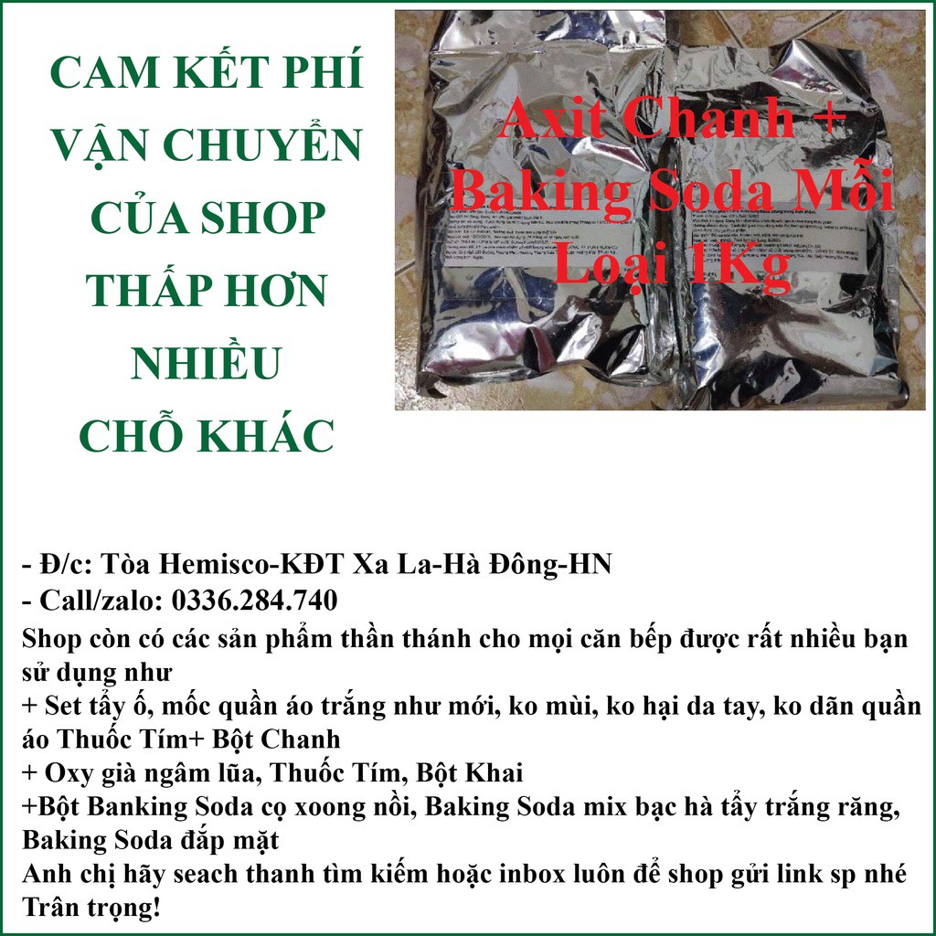 Chất lượng tốt và giá thấp Combo 2Kg nguyên liệu chế CO2 cho bể cá- Baking Soda- Axit chanh- Axit Citric