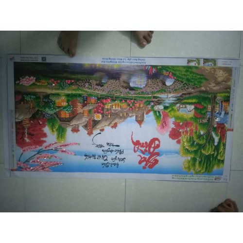 Tranh đính đã đính đá, chỉ việc đóng khung treo tường, Gia đình 110*61cm