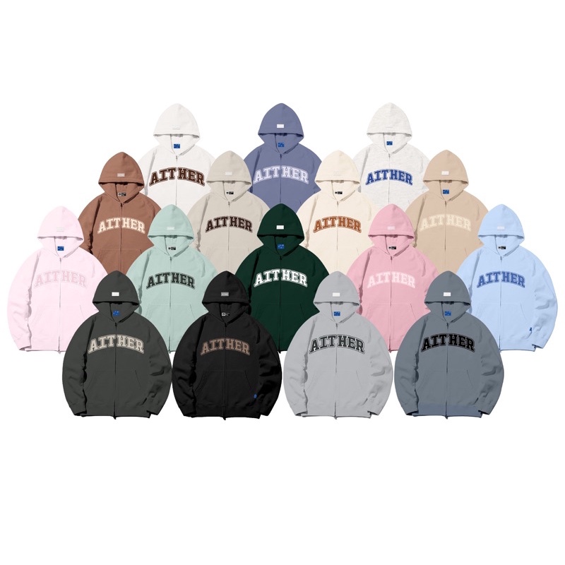 AITHER STUDIO Áo Hoodie Zip Unisex form rộng (HÀNG CHÍNH HÃNG)