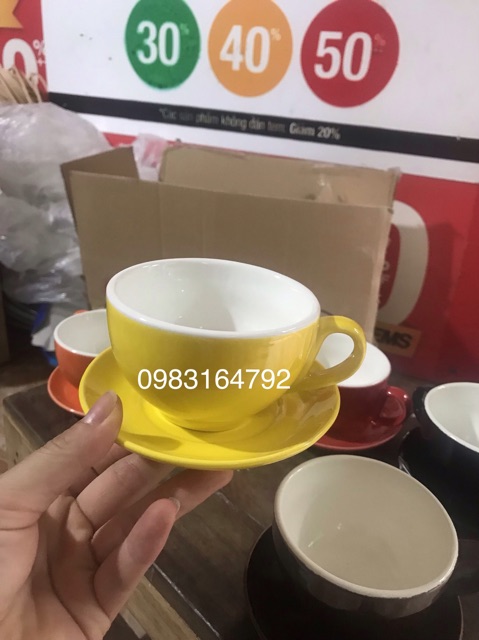 Bộ cốc đĩa cafe capuchino gốm sứ Bát Tràng