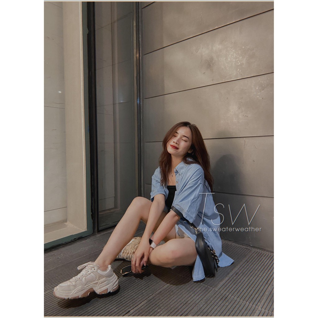 [Mã WASKT304 giảm 15% tối đa 30K đơn 99K] Áo sơ mi denim cộc tay oversize 2 mẫu dày & mỏng ( Ảnh thật ) | BigBuy360 - bigbuy360.vn