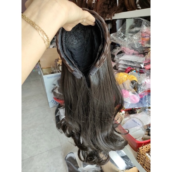 [Mã 153FASHIONSALE1 giảm 10K đơn 50K]tóc giả băng đô tết bính nhỏ rít kèm tóc❤️ free ship 50k❤️ tóc xoăn