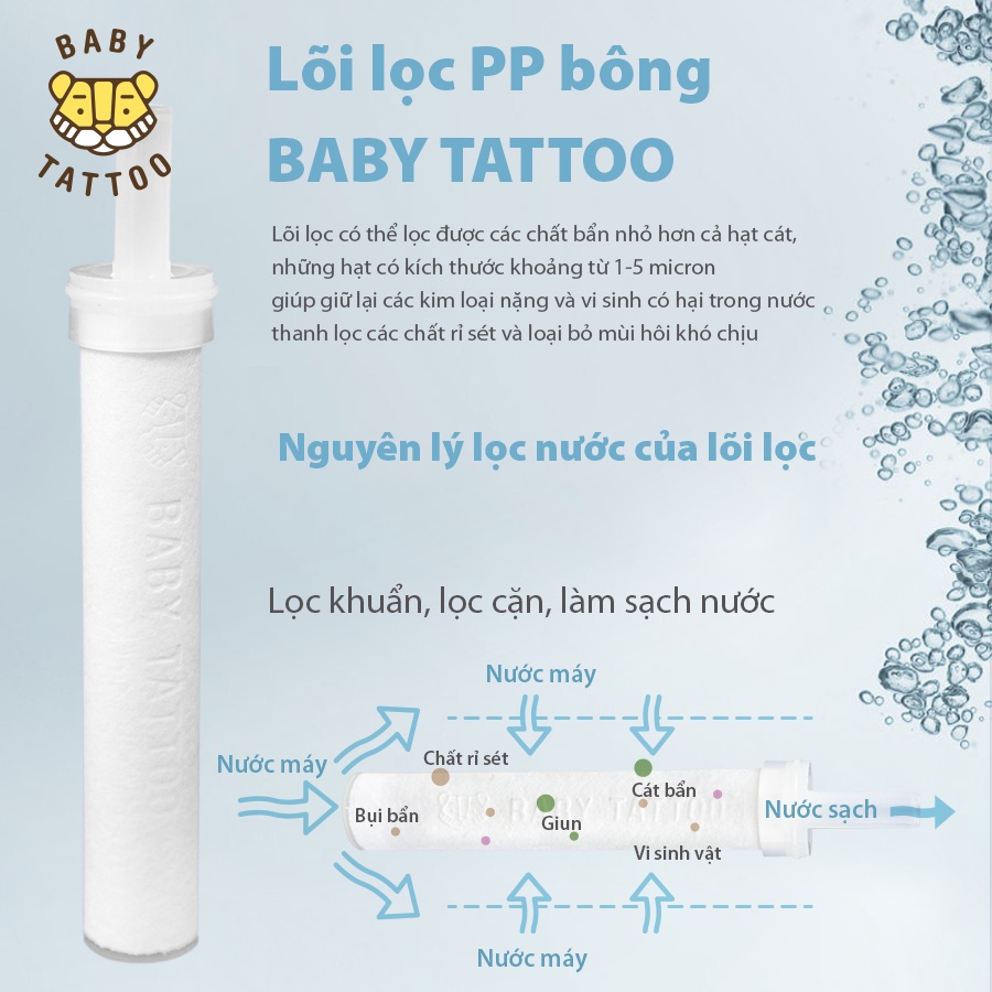 Combo Trải Nghiệm Vòi Sen Tắm Cao Cấp Khử Clo, Lọc Nước Type A BABY TATTOO