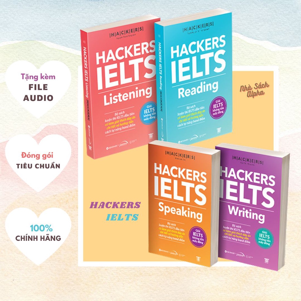 Lẻ/Combo Sách Hackers IELTS (Reading+Listening+Writing+Speaking) kèm giải thích đáp án và hướng dẫn tự nâng band điểm | BigBuy360 - bigbuy360.vn