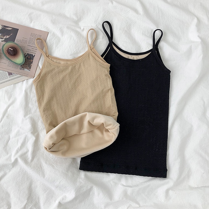 Áo Hai Dây Vải Nhung Dày Dặn Giữ Ấm Phong Cách Hàn Quốc