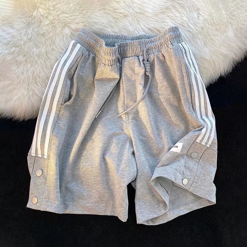 Quần Short Lưng Thun Ống Rộng Phối Sọc Bên Hông Phong Cách Hip Hop Đường Phố Hàn Quốc Cỡ M-3XL Cho Nam