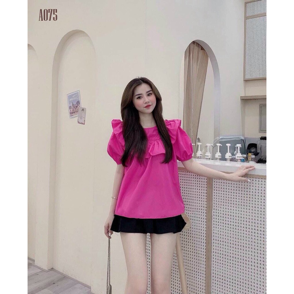 Set áo form xòe bèo ngực và chân váy có lót Rose Fashion