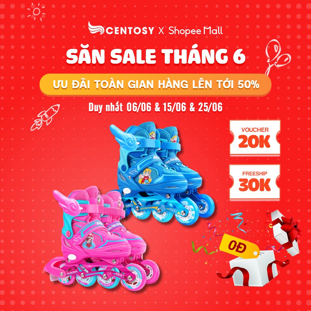 Giày Patin Trẻ Em Giá Rẻ - Centosy Papaison Kid - Bánh Đầu Phát Sáng, Form Chắc Chắn