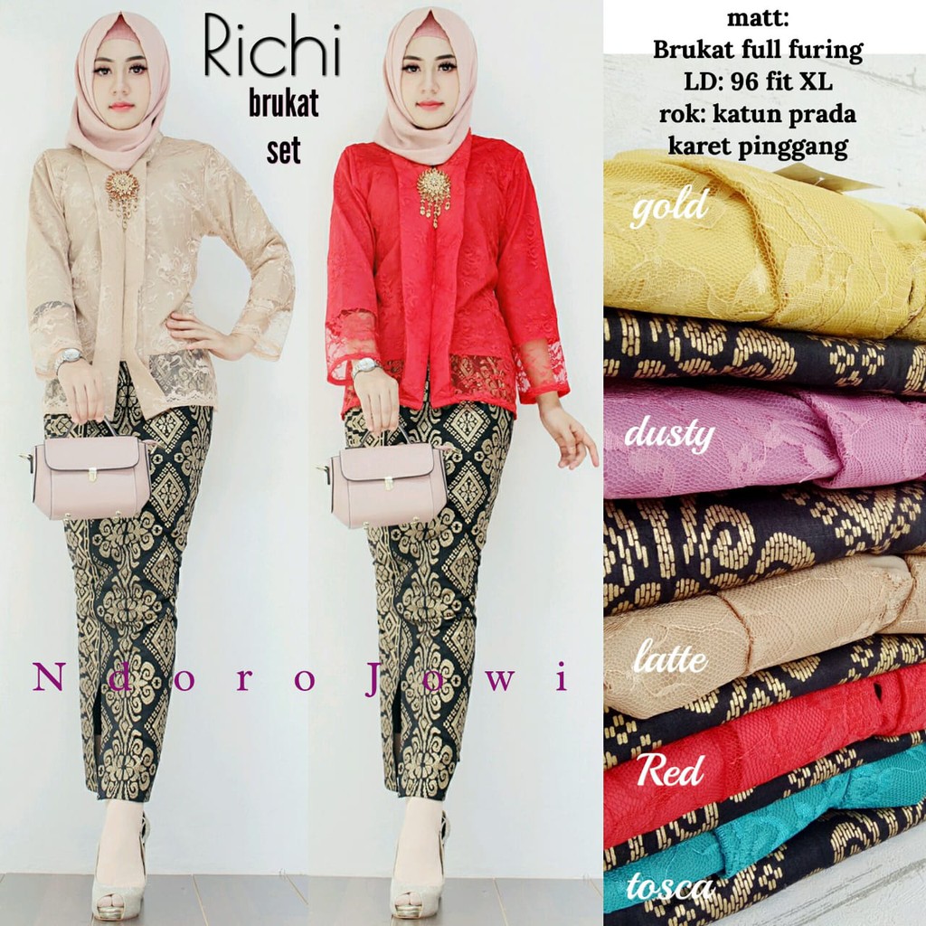 Bcl kebaya Set / Thổ Cẩm Bắc Cực kebaya Vina ✣Beo Set Áo Blouse Javanese Nutri Nguyên Bản