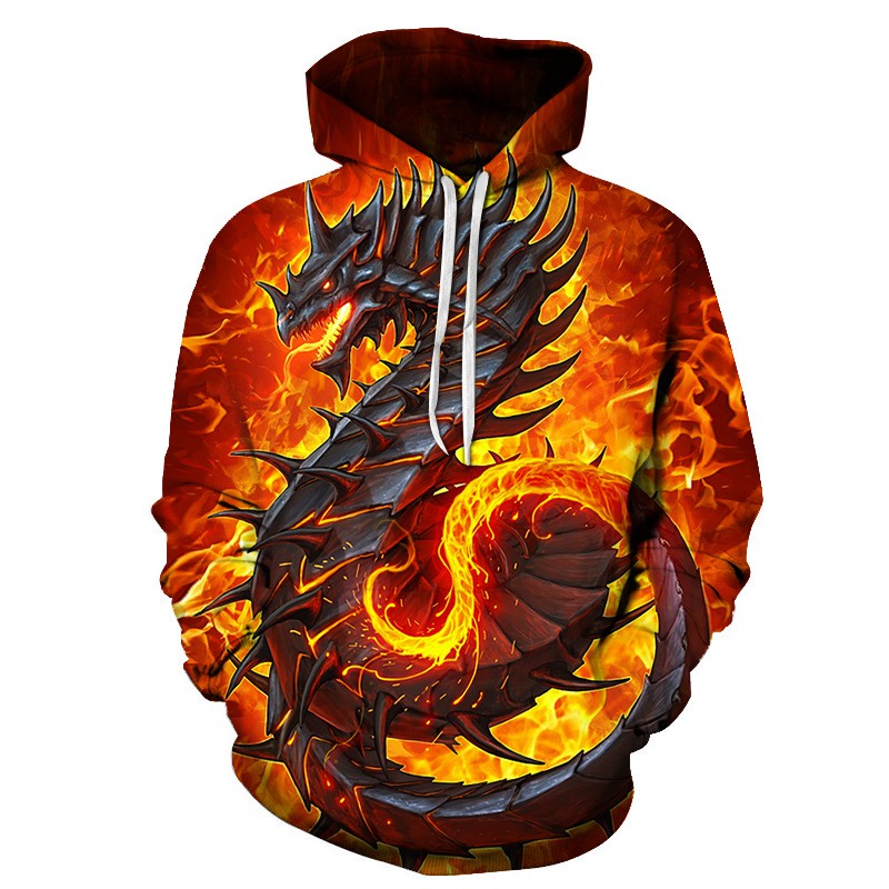 Áo Hoodie In Hình Rồng Lửa 3d Cá Tính Cho Nam