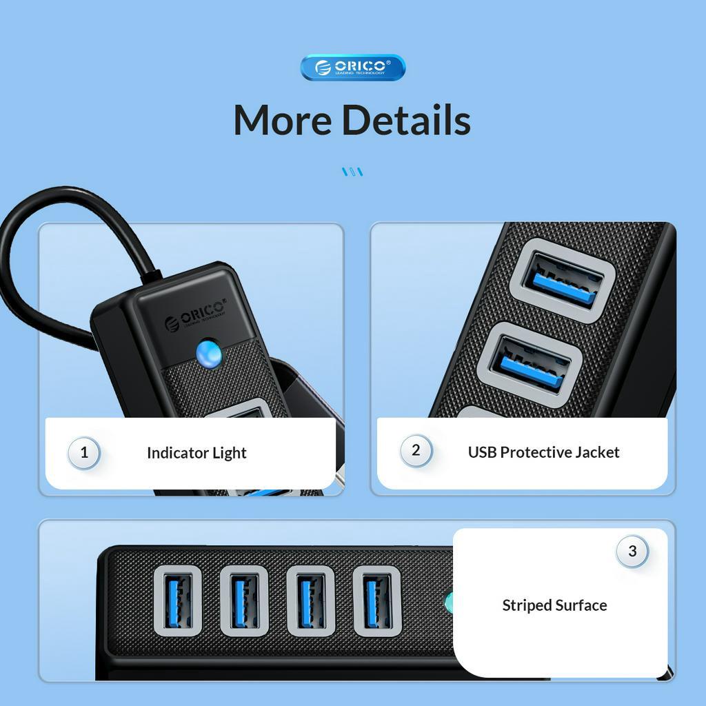 Bộ Chuyển Đổi HUB USB ra 2 cổng USB 3.0 và 1 USB-C Tốc độ 5Gps - Orico PWC2U - Hàng Chính Hãng