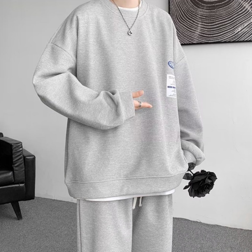 Set Áo Quần Màu Trơn đồ bộ nam Phong Cách Hàn Quốc bộ thể thao nữ Mới thời trang bộ quần áo nam Nữ