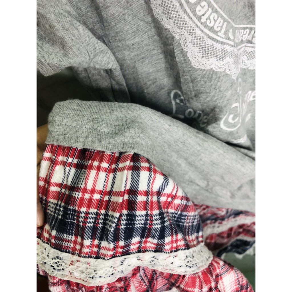 Đầm xinh cho bé gái 24-27kg xám - caro